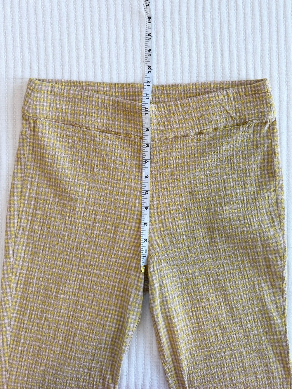 Free People In My Feelings Slim Crop Gingham Plaid Pants in Yellow - Picture 10 of 11